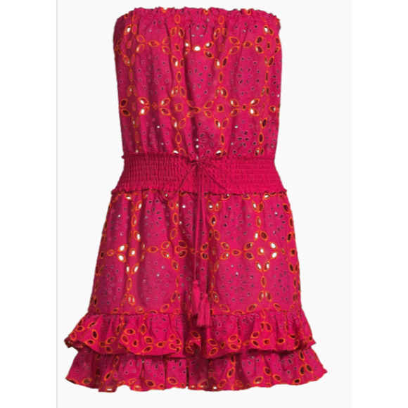 Milly Women's Pink Verity Strapless Eyelet Minidress Size M 6-10 NEW MSRP $399 - Picture 2 of 7